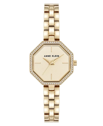Уникальные женские кварцевые часы Anne Klein из восьмиугольного золотистого металлического сплава, 26 мм