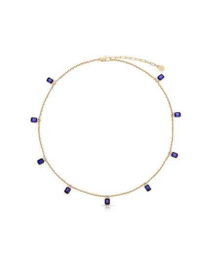 Колье ettika deco charm позолоченное 18к, 16″+3″, синее