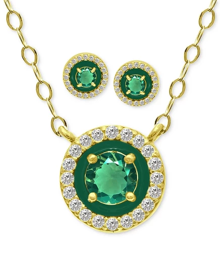Набор украшений Giani Bernini с зеленым кварцем, позолота 18k