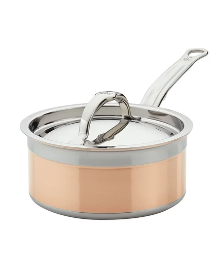 Ковш Hestan CopperBond 1,4 л с крышкой медно-стальной, серый