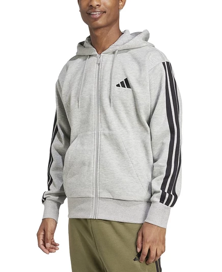 Мужская флисовая толстовка Adidas с 3 полосами, серая
