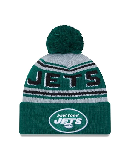 Мужская шапка New Era New York Jets с помпоном, зеленая