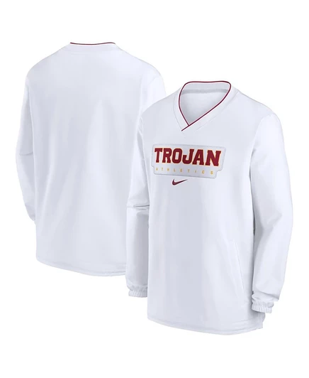 Мужская пуловер-ветровка Nike USC Trojans 2024 Sideline, белая