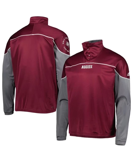 Мужская куртка Adidas AEROREADY Quarter-Snap Texas A&M, бордовая
