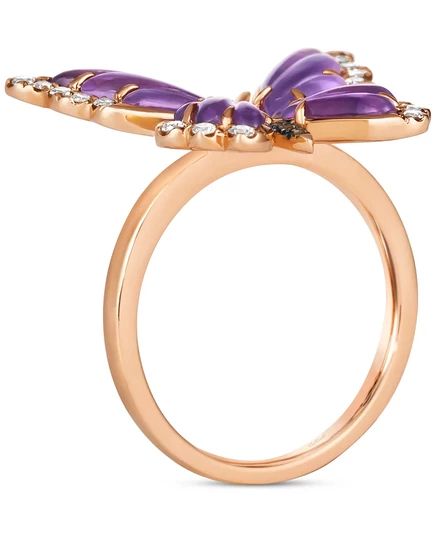 Кольцо Le Vian Butterfly, аметист, бриллианты, золото