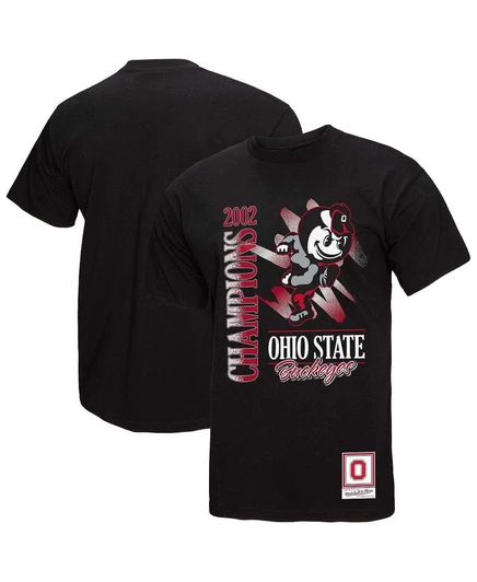 Мужская черная футболка Mitchell & Ness с минеральной стиркой в стиле ретро от Ohio State Buckeyes black