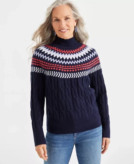  Женский вязаный свитер с высоким воротом Fair Isle, созданный специально для Macy's industrial