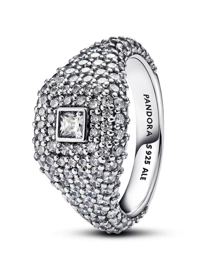  Квадратное коктейльное кольцо с Паве из чистого серебра sterling silver