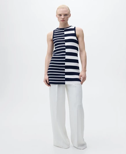 Женское вязаное платье Mango Combined Stripes, синее