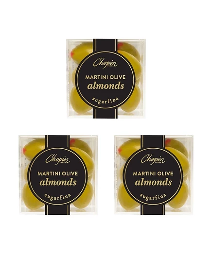Шоколадный миндаль Sugarfina Martini Olive, набор 3 шт., белый