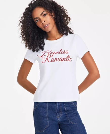  Женская футболка с рисунком Hopeless Romantic, эксклюзивно представленная в Macy's bright white