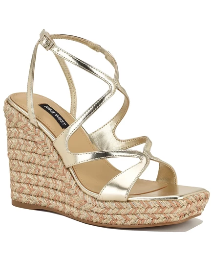 Женские босоножки Nine West Adriane на танкетке, золотистые