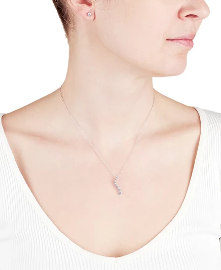 Женский набор Macy's Journey с фианитами, серебряный