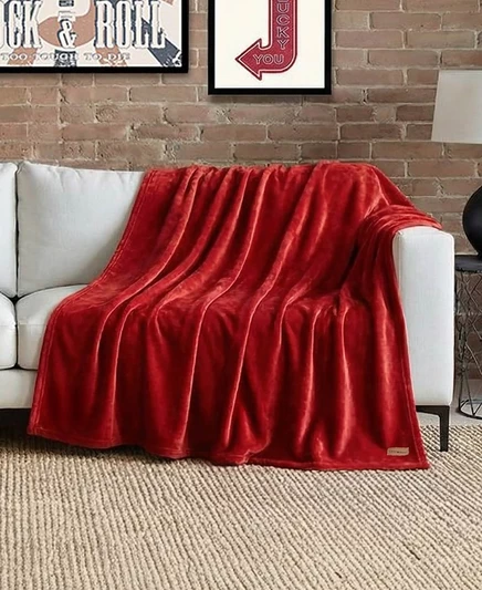 Плед Lucky Brand 127×178 см плюшевый, красный