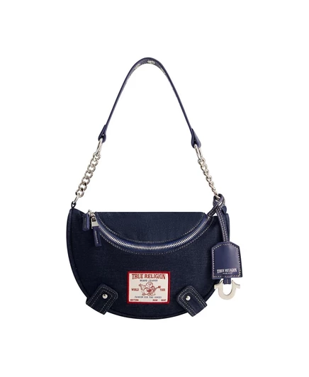 Женская сумка True Religion Hobo джинсовая с цепочкой, синяя