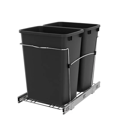 Выдвижная корзина для мусора Rev-A-Shelf двойная 2×33 л, черная