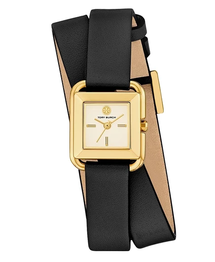 Женские туфли Tory Burch The Kira Square Small Three Hand из черной кожи, 19 мм
