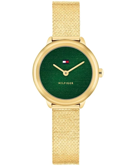 Женские кварцевые часы Tommy Hilfiger с сетчатым браслетом из нержавеющей стали золотистого цвета, 26 мм
