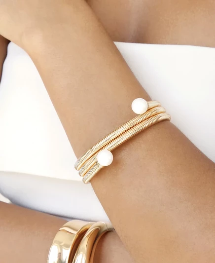 Женский браслет Ettika Cultivated Pearl, 18k позолота, белый