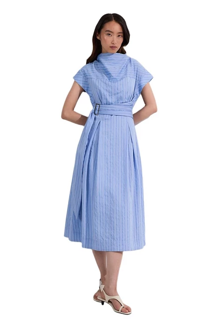 Женское платье Karen Millen миди‑рубашка с поясом, синее