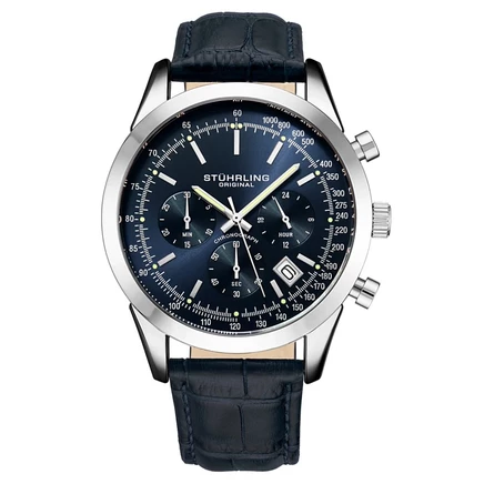  Мужские часы Monaco Blue из синей кожи, синий циферблат, круглые часы диаметром 44 мм blue
