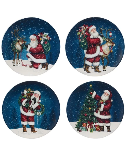 Сертифицированные международные обеденные тарелки Santa's Secret, набор из 4-х