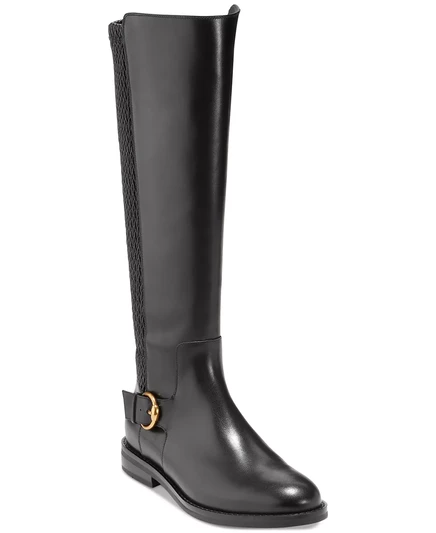  Женские эластичные сапоги для верховой езды Clover с боковой пряжкой black leather