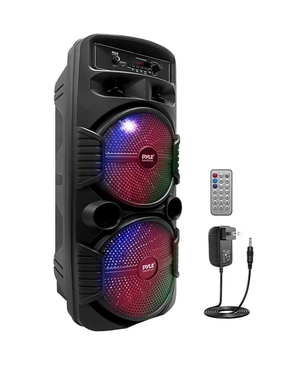 Портативная колонка Pyle PPHP2835B 2×8″ Bluetooth с LED-подсветкой, черная