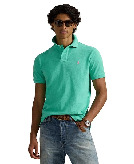 Мужское поло Polo Ralph Lauren Custom Slim, зеленое (2)