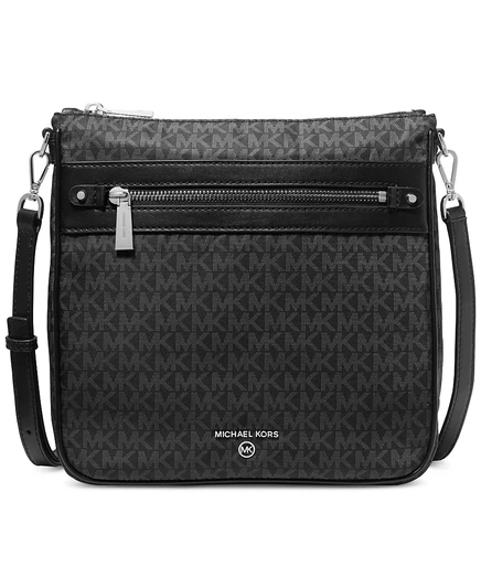 Майкл Корс джет логотип очарование набор Большой с севера на юг нейлон Crossbody черный
