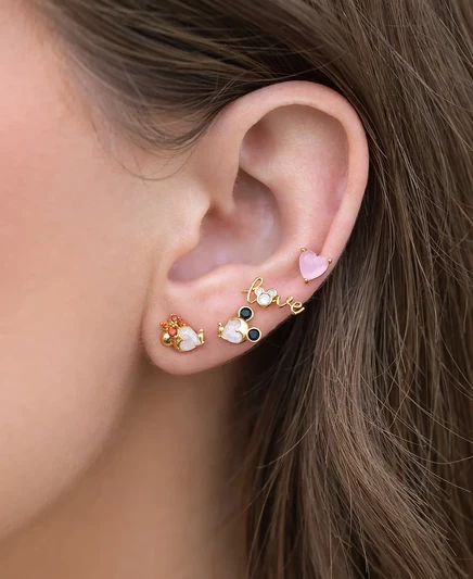 Серьги-гвоздики Girls Crew «Forever Love», позолота 18k, золотистые