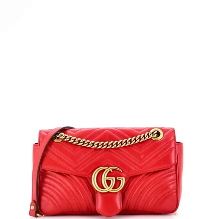 Женская сумка Pre-Owned Gucci Small GG Marmont, красная