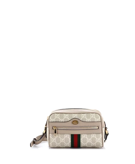 Женская сумка Pre-Owned Gucci Mini Ophidia, песочно-бежeвая