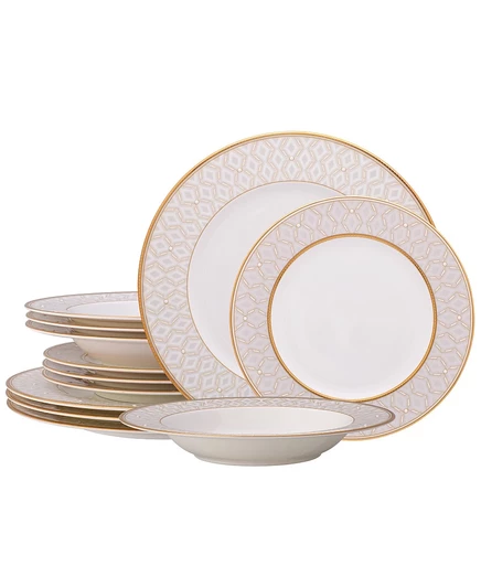 Столовый сервиз Noritake Noble Pearl, 12 предметов, золотой