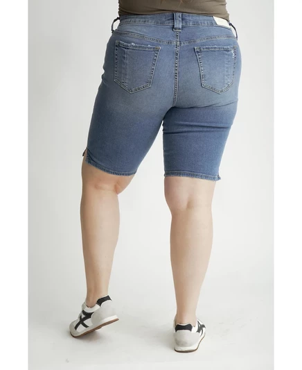 Джинсовые шорты-бермуды Slink Jeans Plus размера плюс с боковыми разрезами по внутреннему шву 11,5 дюймов - Amara