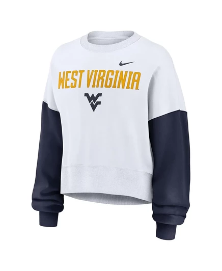 Женская укороченная оверсайз толстовка Nike West Virginia Mountaineers, белая