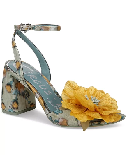  Модельные босоножки Aria Flower из двух частей на блочном каблуке cool mint multi