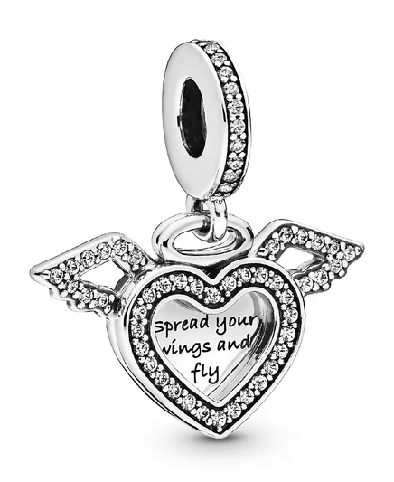 Подвеска Pandora Heart Angel Wings, серебро с фианитами