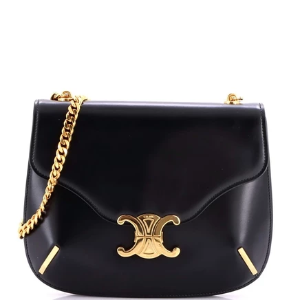 Женская сумка Celine Small Besace Triomphe из кожи, черная