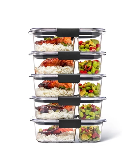 Набор контейнеров Rubbermaid Brilliance 5×670 мл, 2 отсека, белые