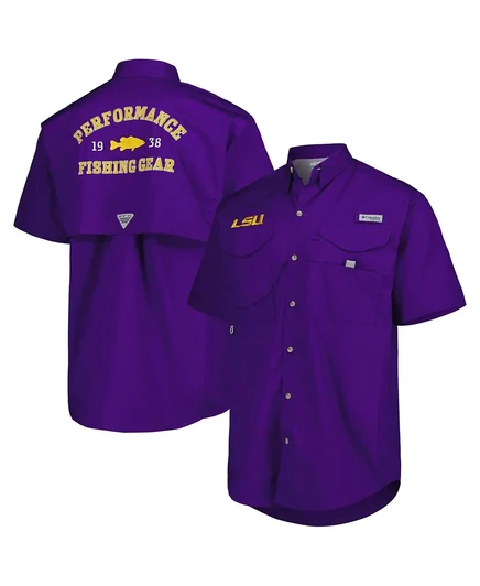 Мужская рубашка Columbia Purple LSU Tigers Bonehead на пуговицах purple