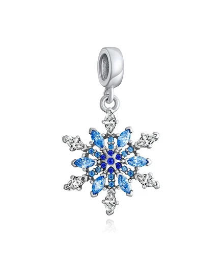 Шарм-бусина Bling Jewelry снежинка с синим кристаллом, серебро 925