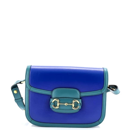 Женская сумка Pre-Owned Gucci Horsebit 1955 кожаная, синяя