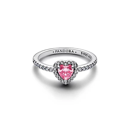 Кольцо из стерлингового серебра Pandora с приподнятым розовым сердечком sterling silver