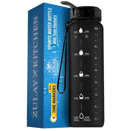 Бутылка для воды Zulay Kitchen 950 мл, чёрная