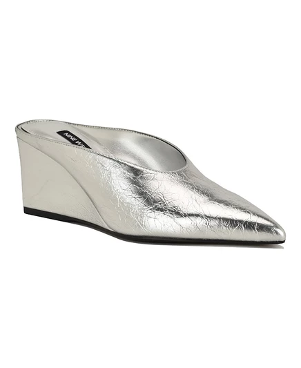 Женские мюли Nine West Lanah на танкетке, серебристые