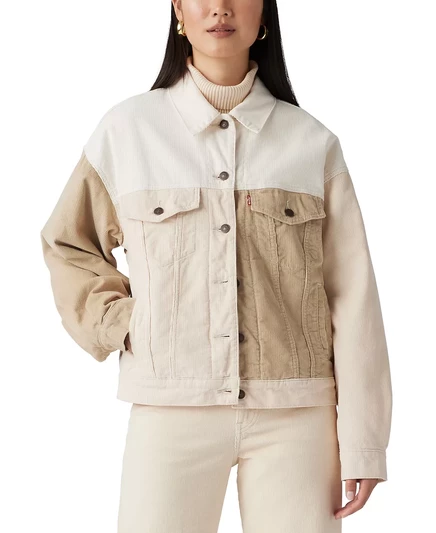  Женская вельветовая стеганая куртка Levi's бежевого цвета creme crem