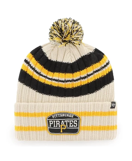 Мужская шапка 47 Brand Pittsburgh Pirates с помпоном, бежевая