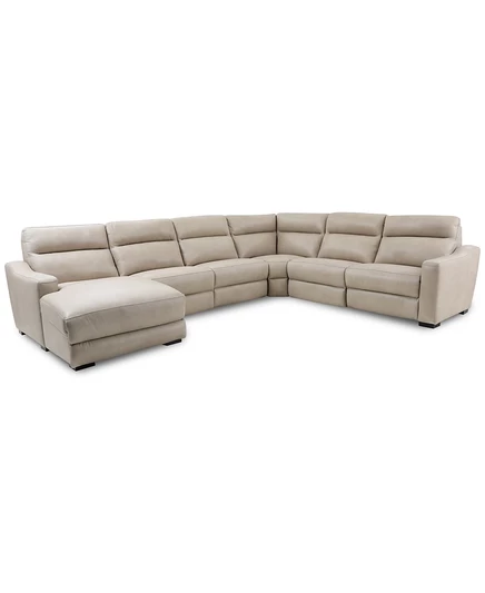 Кожаный секционный диван Furniture Gabrine, 6 частей, кремовый