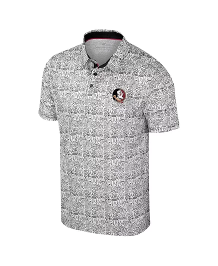 Мужская белая рубашка поло Colosseum от Florida State Seminoles Big Tall It's Time с принтом по всей длине white